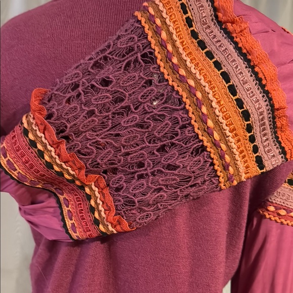 Anthropologie Emeryl Lace Bl-nk Puff Sweater Top - Picture 6 of 8